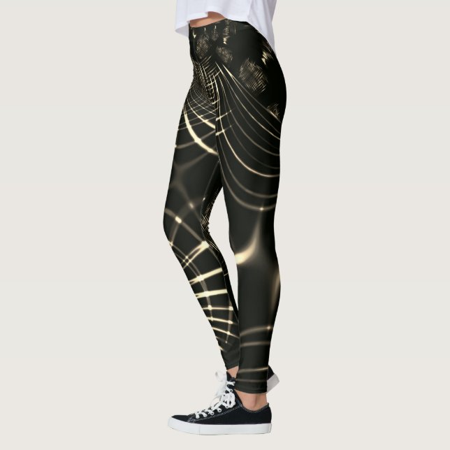 Kurven in Khaki-Farbe und dunklem Hintergrund Leggings (Links)