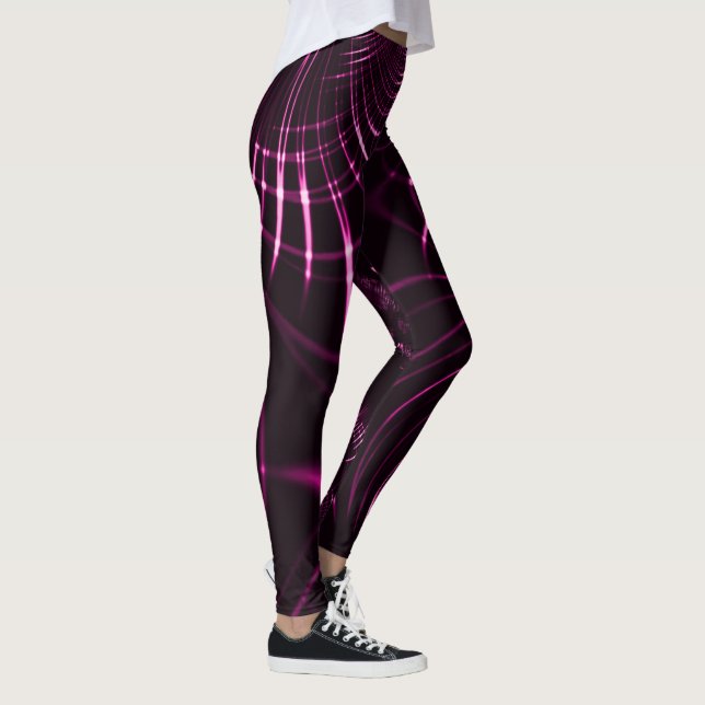 Kurven in rosa Farbe und dunklem Hintergrund Leggings (Rechts)