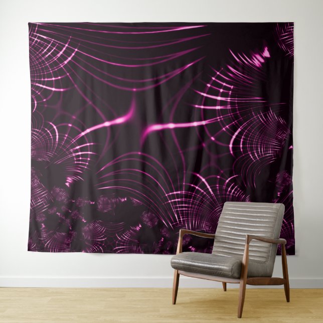 Kurven in rosa Farbe und dunklem Hintergrund Wandteppich (Beispiel (Horizontal))