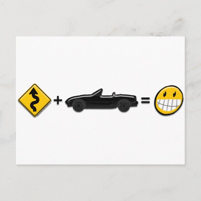 Kurven + MX5 = Spaß Postkarte (Vorderseite)