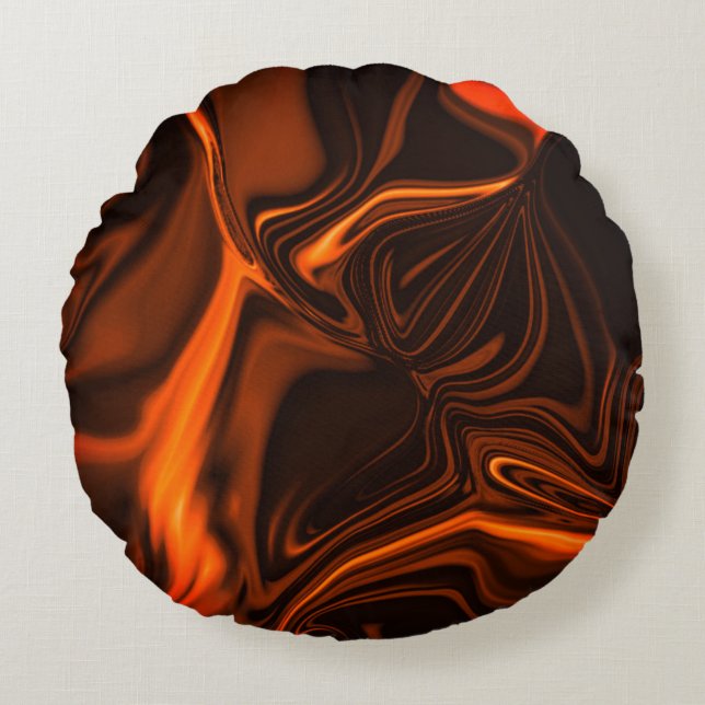 Kurven oder Wellen Korallen, über dunklen Fonds Rundes Kissen (Vorderseite)