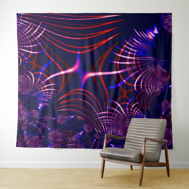 Kurven von blau bis rot und weiß. Altrosa? Wandteppich (Beispiel (Horizontal))