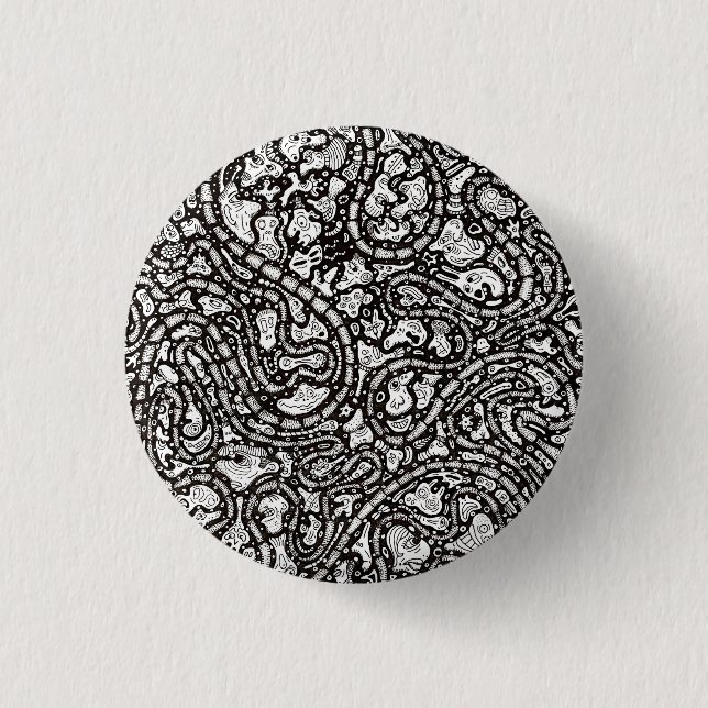 Kurvenreiche Cartoon-Gesichter Design Button (Vorderseite)