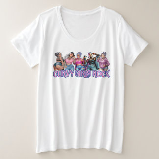 Kurvenreiche Mädchen rocken Große Größe T-Shirt
