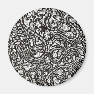 Kurvenreiche verdrehte Cartoon-Gesichter-Design Magnet
