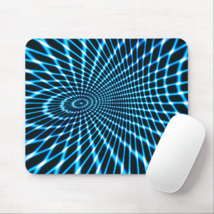 Kurvgerückte Kreuzlinien, die sich durch Blau krei Mousepad