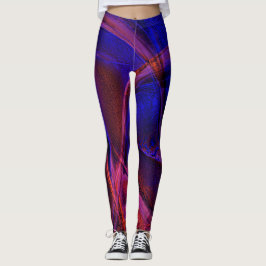 Kurvige Striche über verblüffende Rot- und Blaukru Leggings