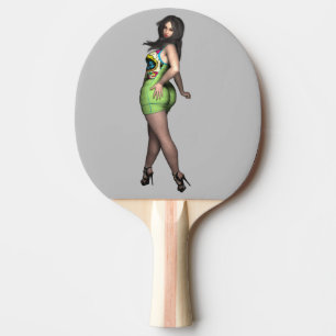 KURVY GROSSER FLASCHEN LADY PONG PADDLE TISCHTENNIS SCHLÄGER