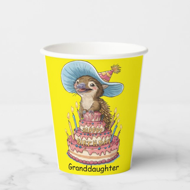 Kurz gebackene Echidna zum Geburtstag Pappbecher (Vorderseite)