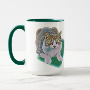 Kurz-Haare-Katzenverkleidung aus Grünglas Tasse