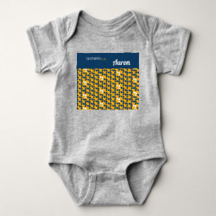 KURZ Niedliches Muster Gelb Blau Personalisiert Baby Strampler