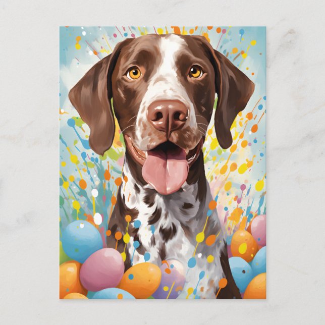Kurz Pointer Happy Oaster Postkarte (Vorderseite)