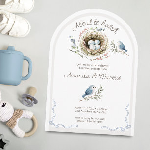 Kurz Vor Dem Schlüpfen Blaue Vogel-Nest-Baby-Party Einladung