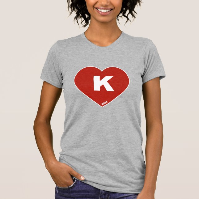 Kurzarm-T - Shirt für Frauen in Rot und Weiß (Vorderseite)