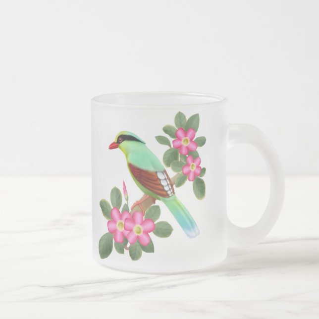 Kurze angebundene grüne Elster-mattierte Tasse (Rechts)