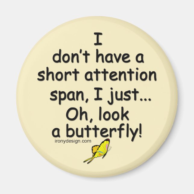 Kurze Aufmerksamkeit Span Butterfly gelb Magnet (Vorne)