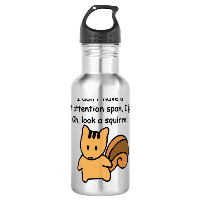 Kurze Aufmerksamkeit Span Eichhörnchen Funny Edelstahlflasche (Vorderseite)