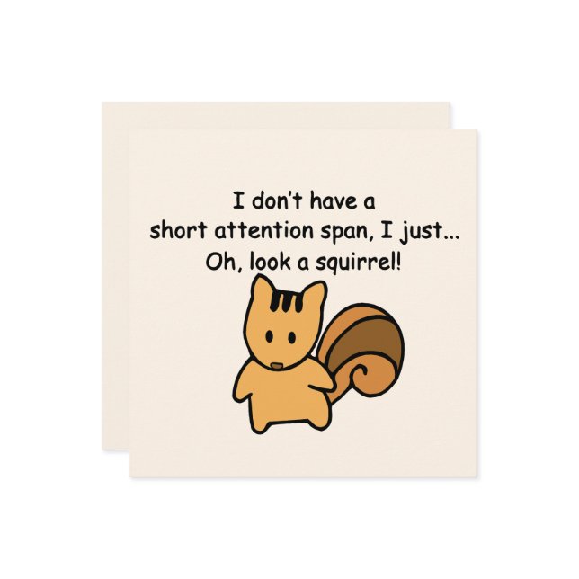 Kurze Aufmerksamkeit Span Eichhörnchen Funny Flat Karte (Vorderseite/Rückseite Beispiel)