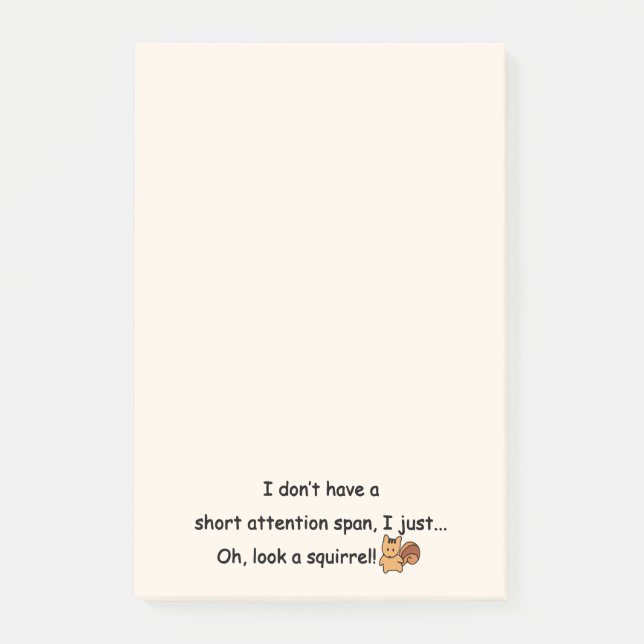 Kurze Aufmerksamkeit Span Eichhörnchen Spaß Post-it Klebezettel (Vorderseite)