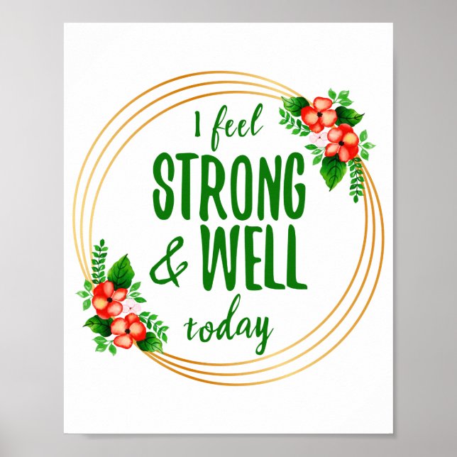 kurze Bejahungen über Kraft und Wellness Poster (Vorne)