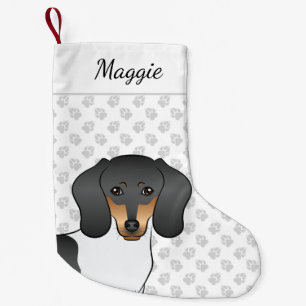 Kurze Dackel Hunde Kopf Schwarz und Tan Pipe Kleiner Weihnachtsstrumpf