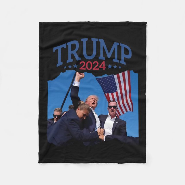 Kurze Faust gepumpt 2024 Beten für Trump nie geben Fleecedecke (Vorderseite)