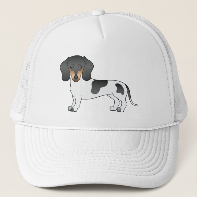 Kurze Haare Dackel Karikatur Dog Truckerkappe (Vorderseite)