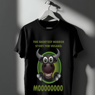 Kurze Horror Story for Vegans - Funny Cow Moo T-Shirt