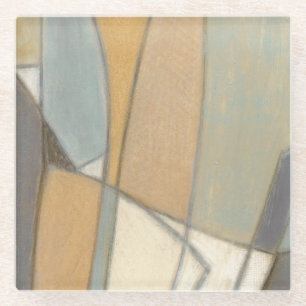 Kurze Linien und verworrene Erdtöne Glasuntersetzer