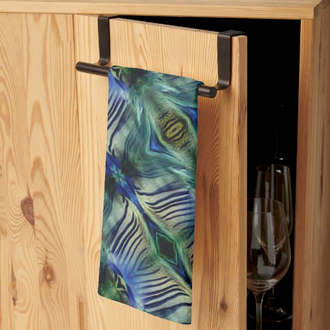 Kurze Querstreifen in grün und blau Geschirrtuch (Drittel gefaltet)