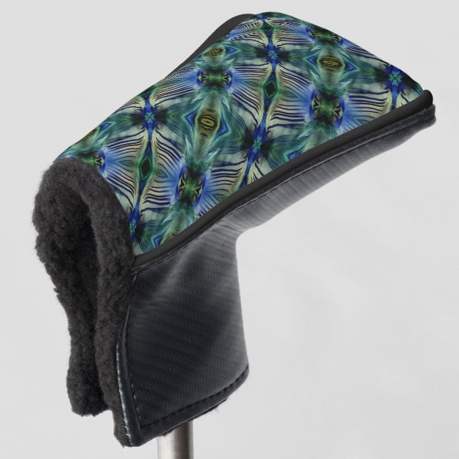 Kurze Querstreifen in grün und blau Golf Headcover (3/4 Vorderseite)