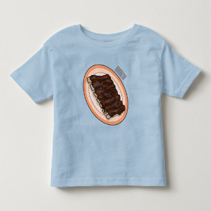 Kurze Rippen Cartoon-Abbildung Kleinkind T-shirt