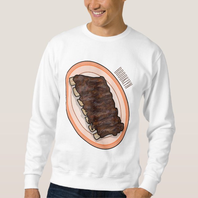 Kurze Rippen Cartoon-Abbildung Sweatshirt (Vorderseite)