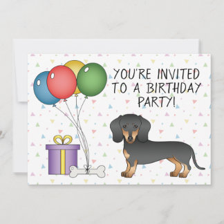 Kurzer Hufhund aus Schwarz und Tan - Geburtstag Einladung