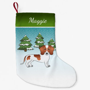 Kurzer Hufhund, Dackel gepickt, Winterwald Kleiner Weihnachtsstrumpf