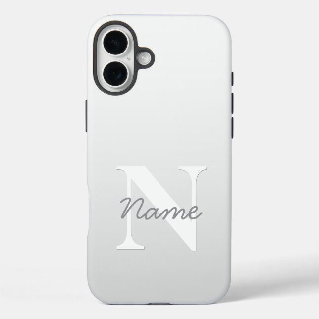 Kurzer Name oder anderer Text mit Monogramm | Grad iPhone 16 Plus Hülle (Rückseite)