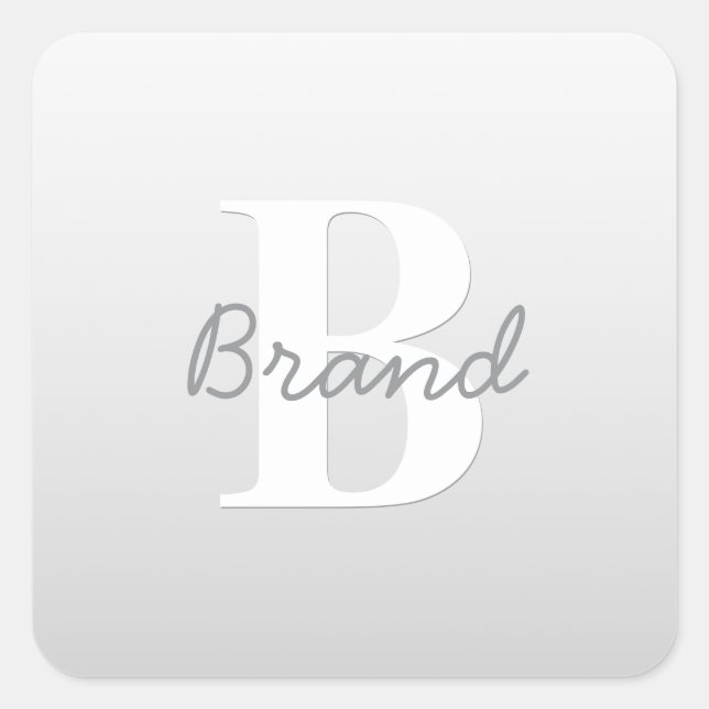 Kurzer Name oder anderer Text mit Monogramm | Grad Quadratischer Aufkleber (Vorderseite)