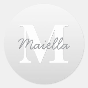 Kurzer Name oder anderer Text mit Monogramm Grad Runder Aufkleber