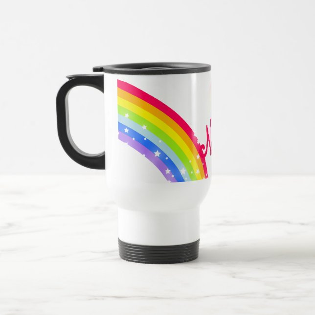 Kurzer Rainbow-Namenszug / Kinderclub-Tasse Reisebecher (Links)