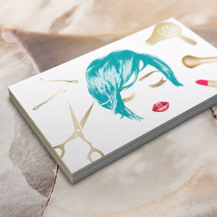 Kurzes Haarschnitt Girl Turquoise Visitenkarte