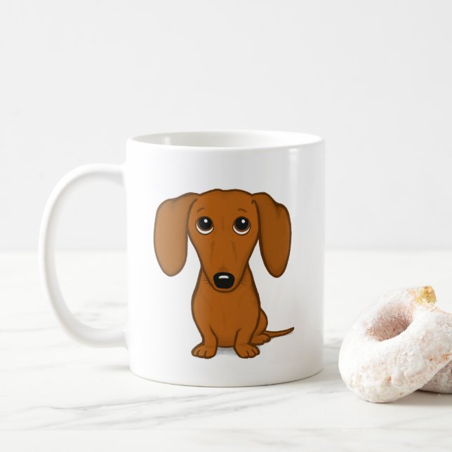 Kurzhaarige rote Dackel | Niedliche Dackel Hund Kaffeetasse (Mit Donut)