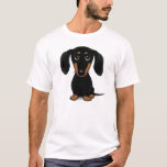 Kurzhaariges Schwarzes und TAN-Dackel T-Shirt<br><div class="desc">Niedlicher Dackel-Cartoon-Hundeshirt. Ein großes Geschenk für Dackelhundeliebhaber.</div>