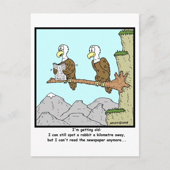 Kurzsichtig: Adler-Cartoon Postkarte (Vorderseite)