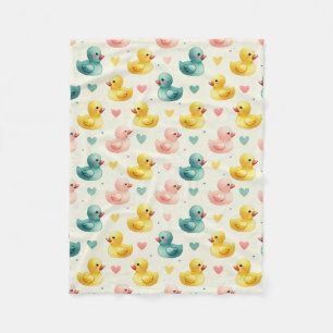 Kuschel-Flanell-Decke mit Wasserfarben-Enten-Muste Fleecedecke