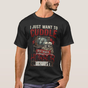 Kuschel-Horrorfilme Halloween-Schädel Retro-Tv-Mon T-Shirt