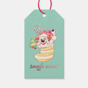 Kuschel-Saison-Welpe in Weihnachtsstrumpf Geschenkanhänger