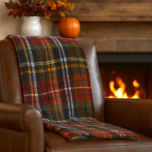Kuscheldecke aus Tartan-Fleece, Herbstfarben