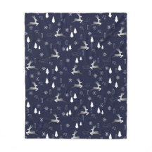 Kuschelige dunkle Fleece-Decke mit silbernen Renti