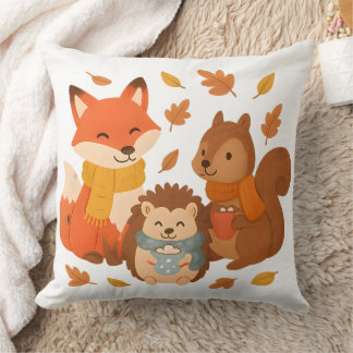 Kuschelige Herbstwaldtiere-Wurfkissen Kissen