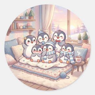 Kuschelige Pinguinfamilie Winter Sticker